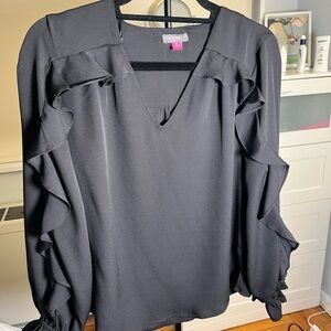 Vince Camuto Black Ruffled Blouse